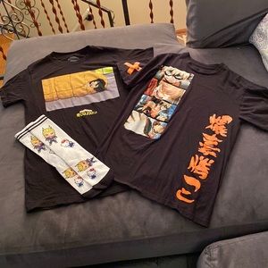 My Hero Academia + Hello Kitty Lot of 3. T-Shirts and socks. Size Small.
